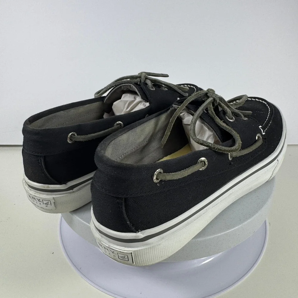 Sperry Top-Sider Mens Size 9 Bahama Canvas Boat Shoe Sneaker Black White Low Top